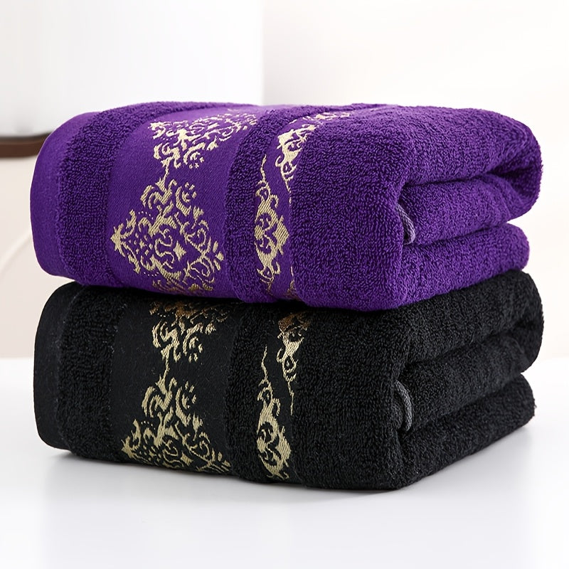 Cotton Bath Towel Set 400 GSM Geometric Embroidery 2 Pieces