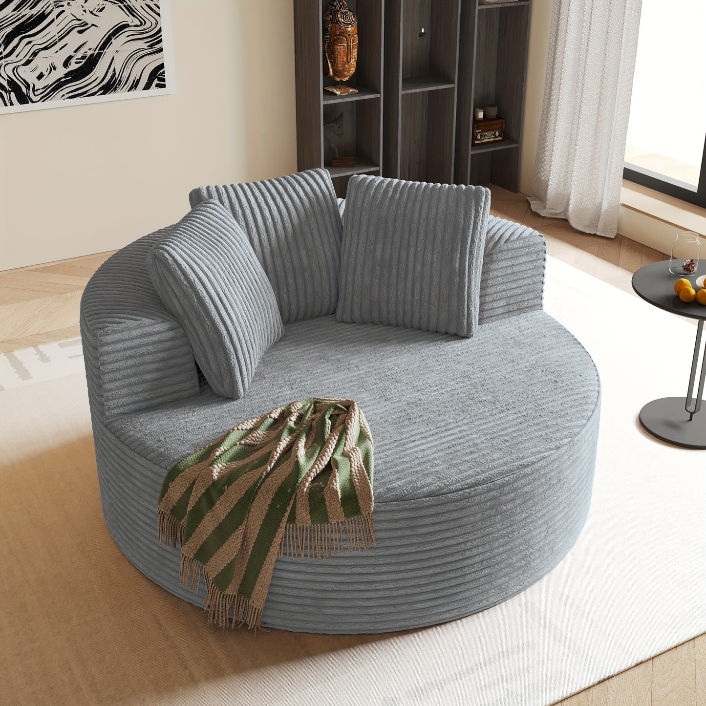 Corduroy Modular Sofa Bed With Built-In Pillows For Living Room