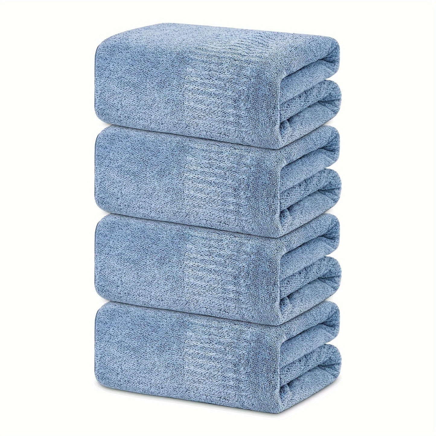 Bamboo Fiber Bath Towel Set 4 Pack Premium Soft Absorbent