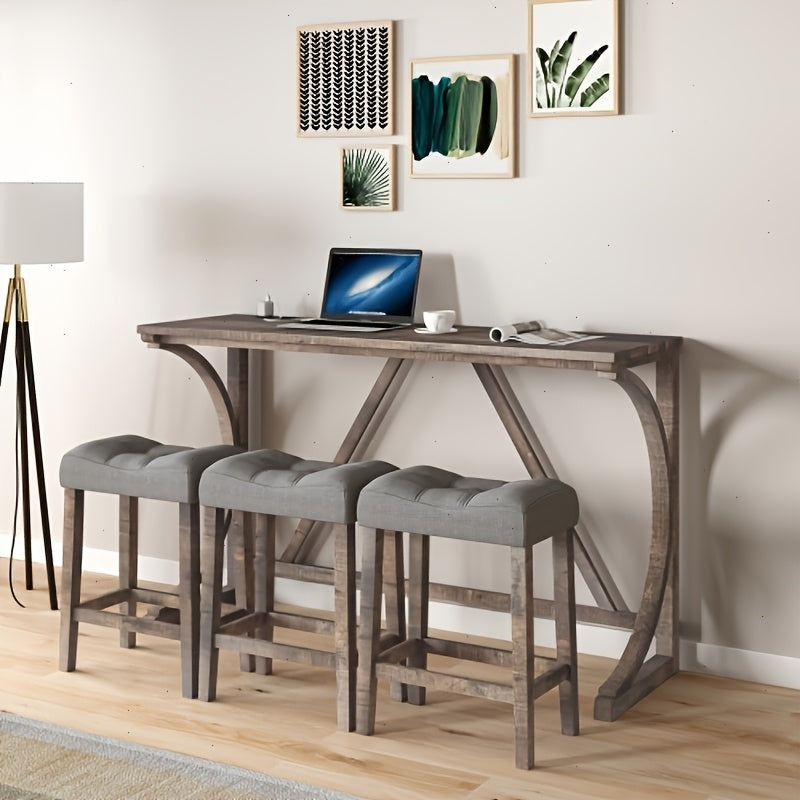 MIKIBAMA 4-Piece Industrial Style Bar Table and Chair Set