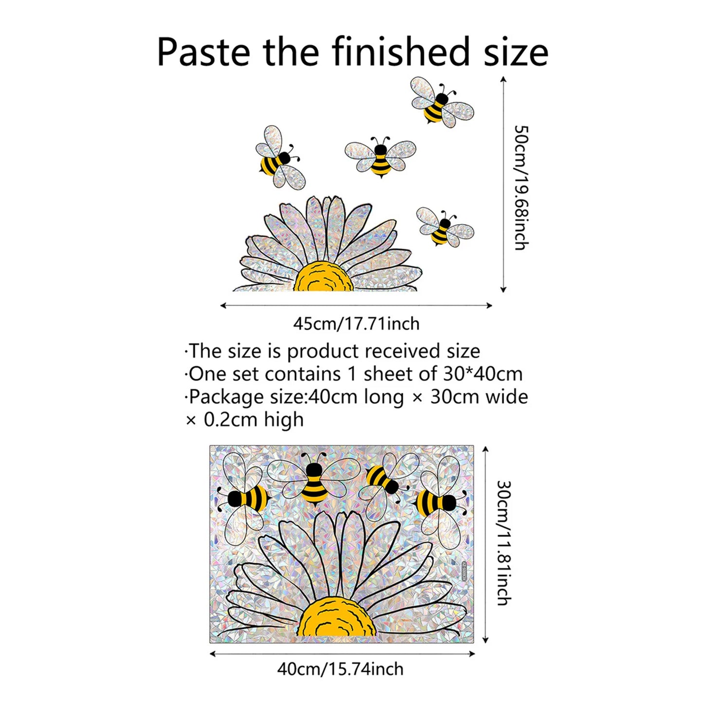 Sunflower Bee Window Stickers Static Cling Glass Decals Home Decor