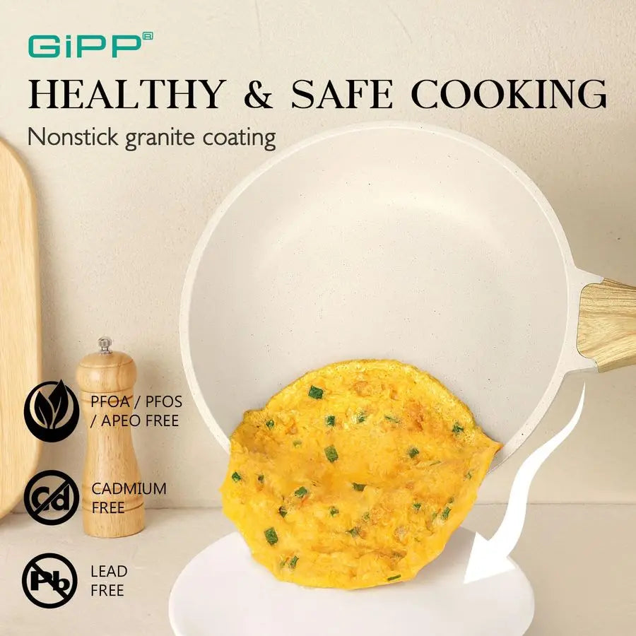 Pots and Pans Set Non Stick 14 Pcs White Granite Kitchen Cookware Sets Nonstick Induction Cookware Cooking Pan Set with Frying P