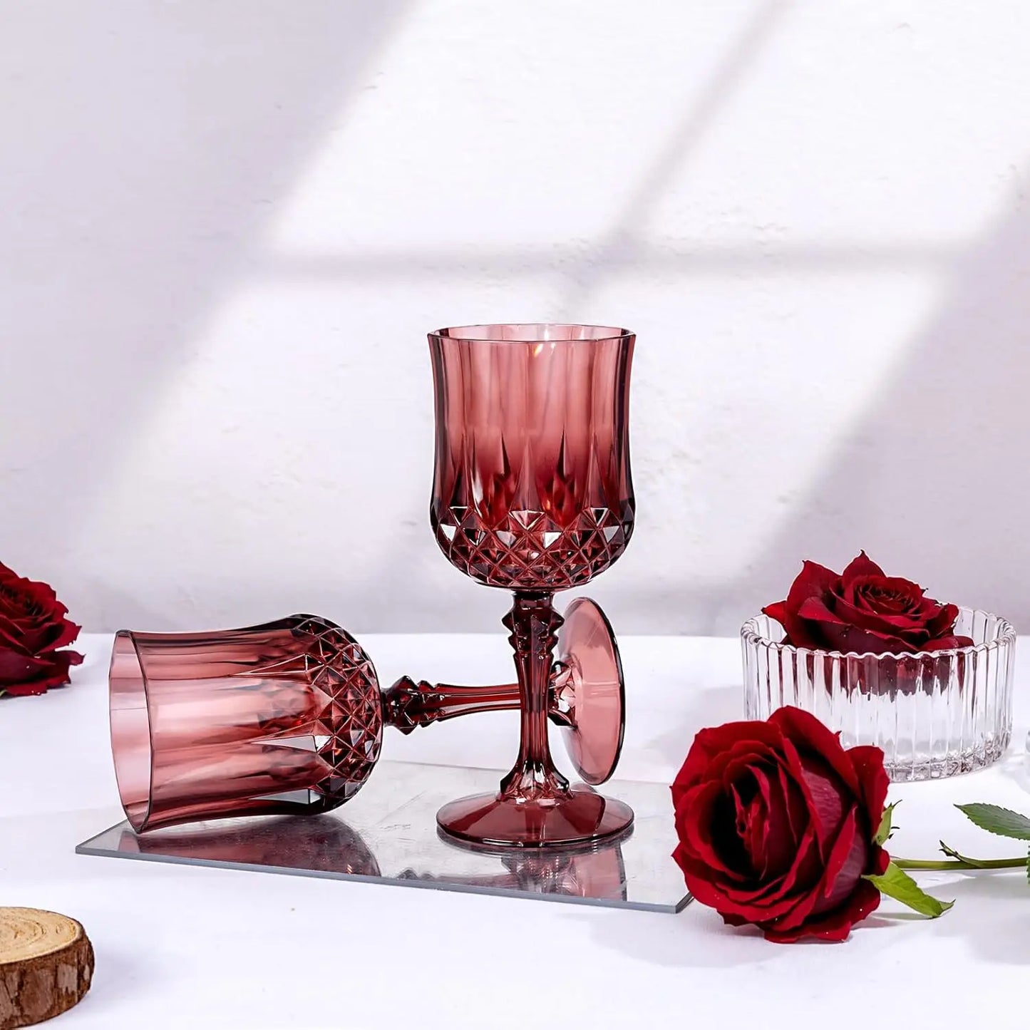 Plastic Wine Glasses 24 Piece Disposable Goblets for Parties