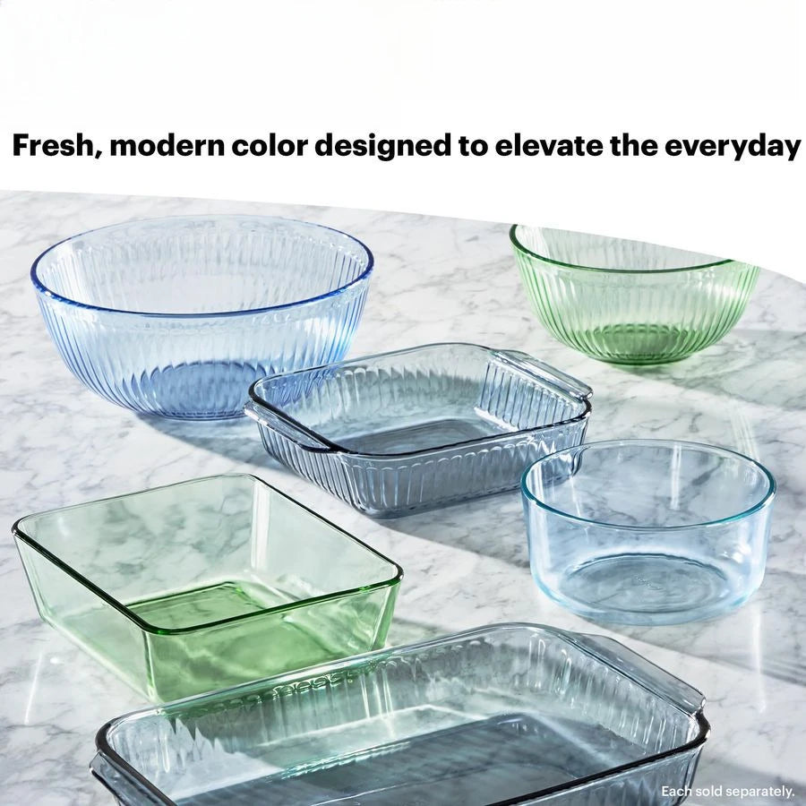 Colors Tinted 3Pack, Full Set Sculpted Tinted Glass Mixing Bowls With Lids, Nesting Space Saving Set of Bowls For Prepping and B