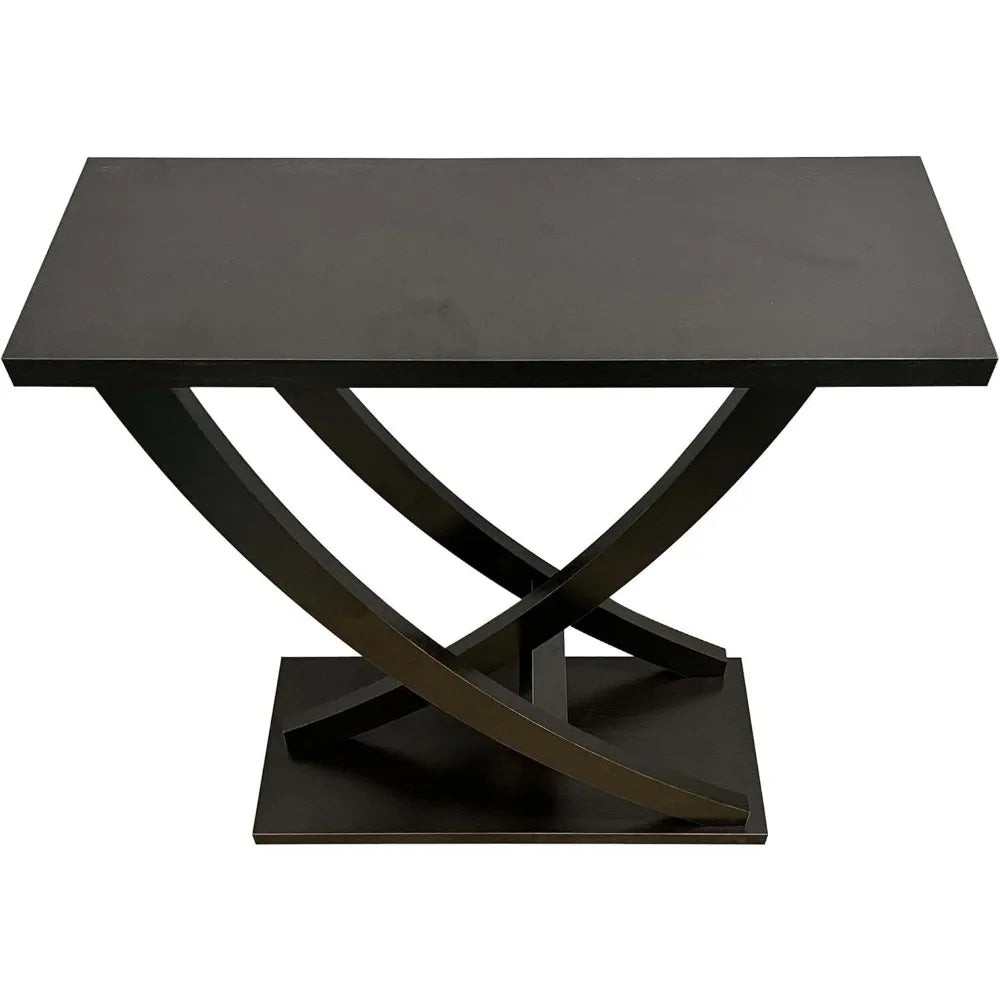 Wood Narrow Console Entryway Table With Curved Intersecting Legs