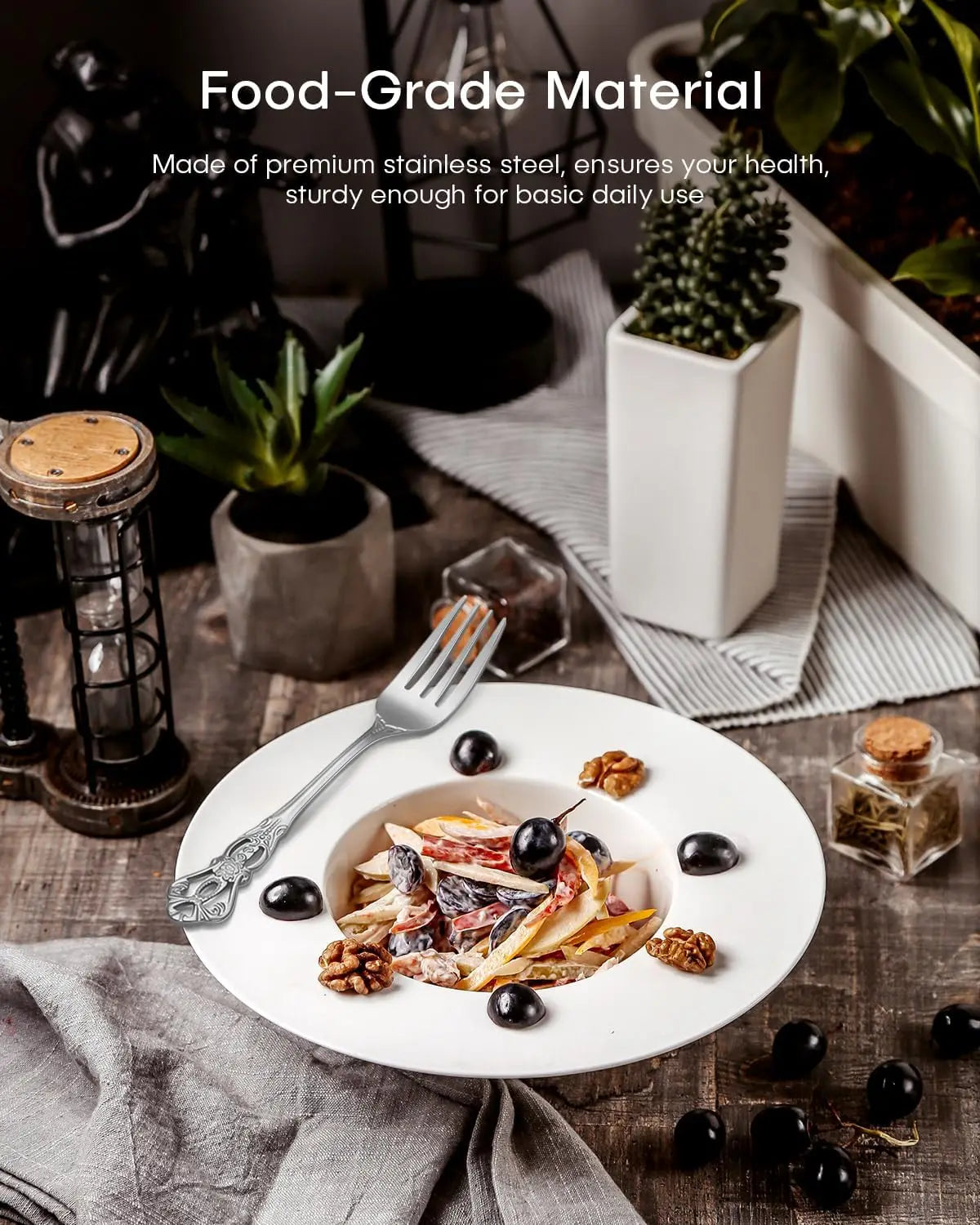 Retro Stainless Steel Flatware Set With Mirror Finish Dishwasher Safe