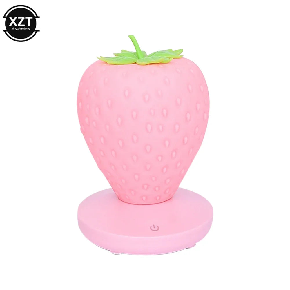 Led Strawberry Lamp Silicone Touch Sensor Usb Rechargeable Dimmable Light