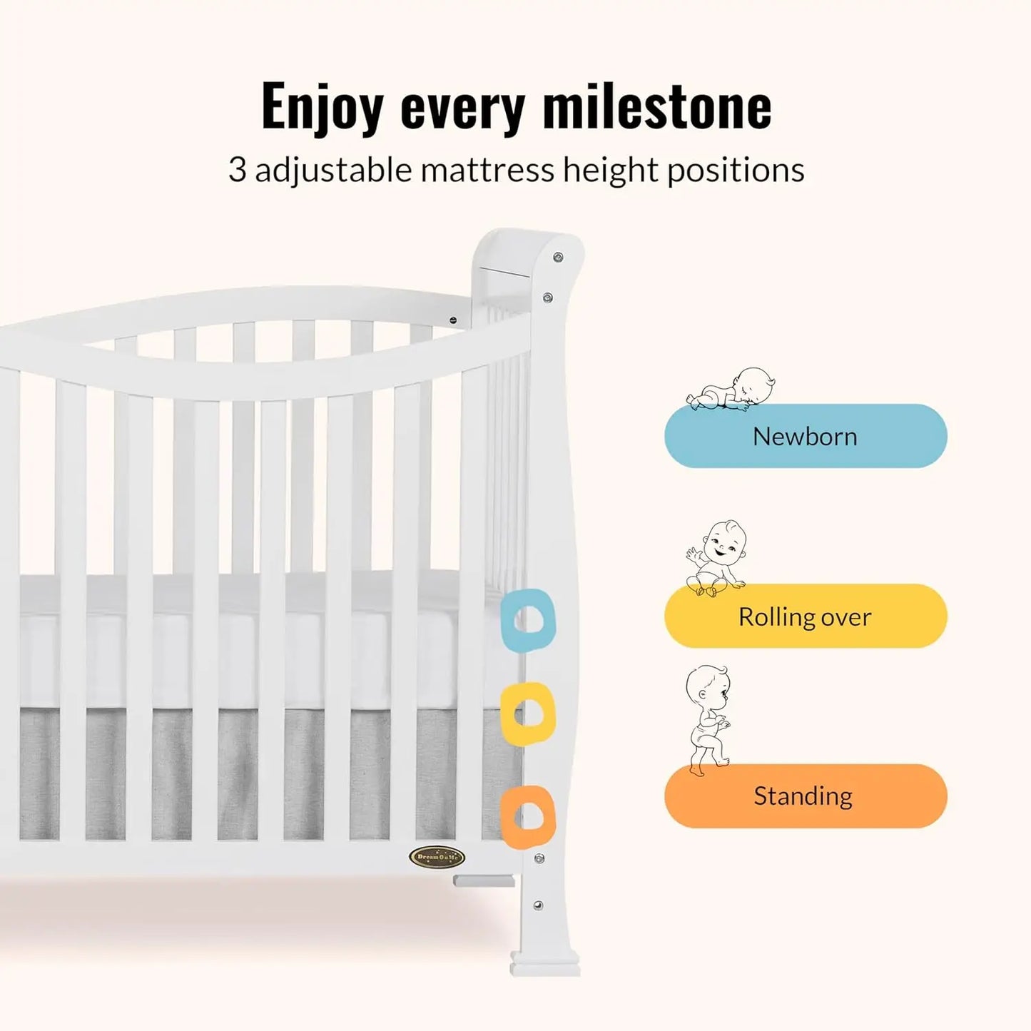 7-in-1 Convertible Baby Crib Greenguard Gold Certified