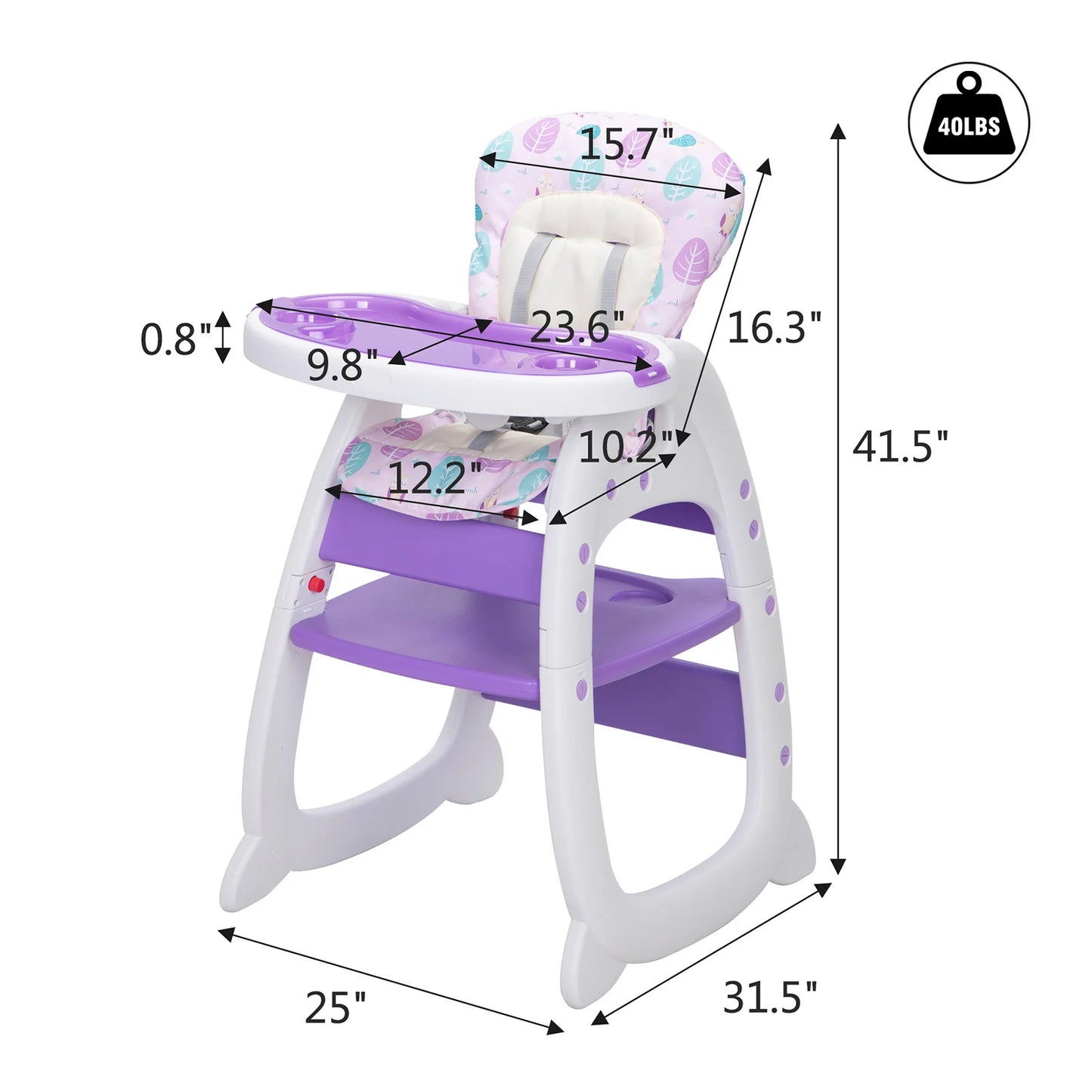 Convertible High Chair And Table Set Babies Toddlers Feeding Tray