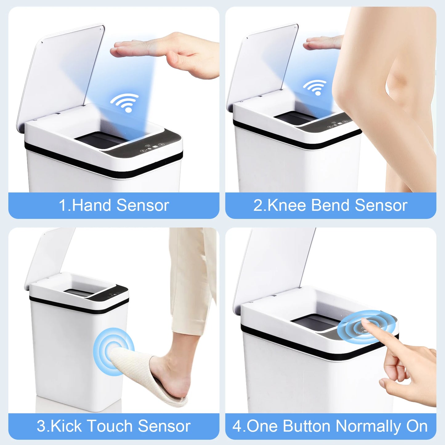 NONECN 2 Pack Bathroom Automatic Touchless Trash Can With Lid