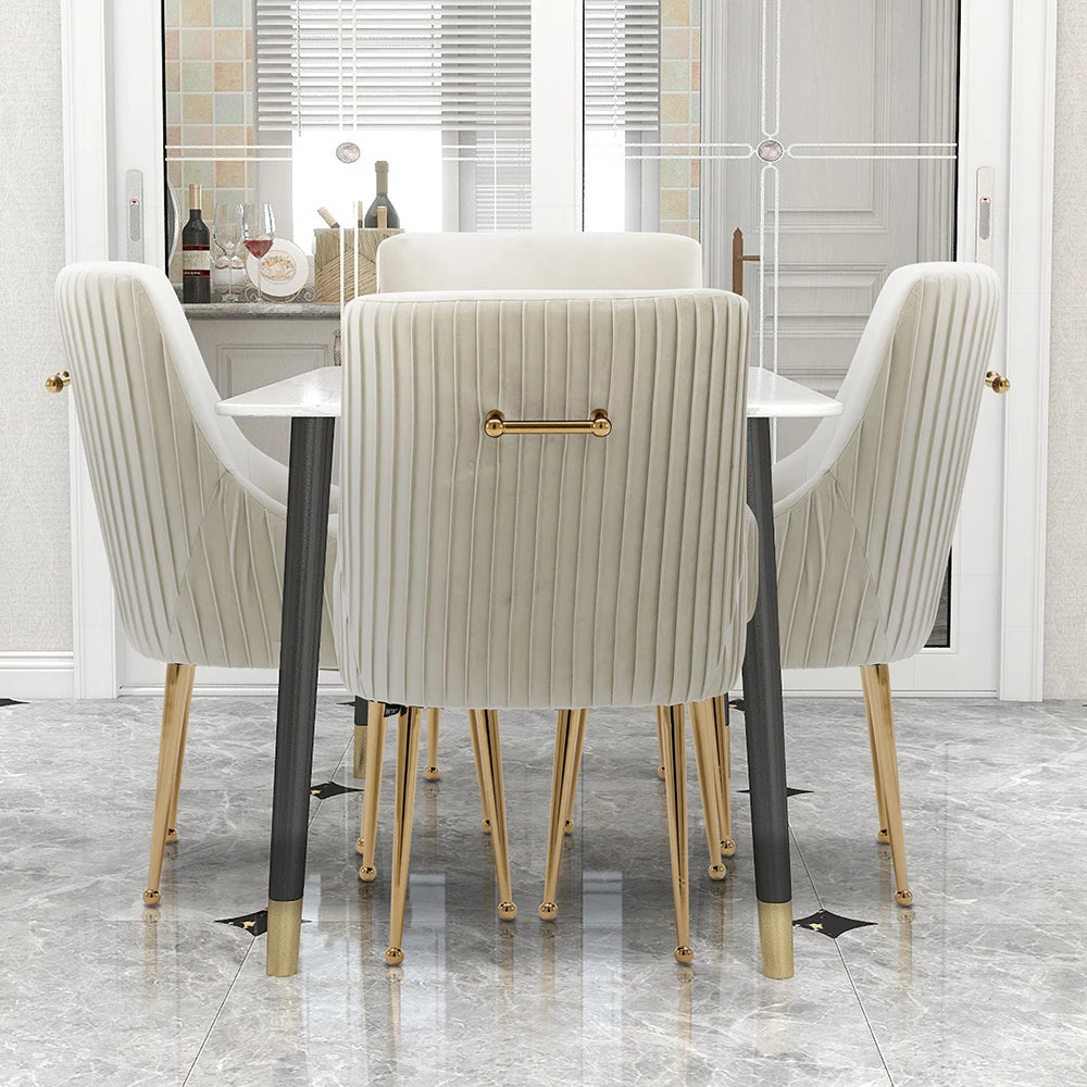 Modern Glam Boucle Velvet Dining Vanity Chair Set of 4