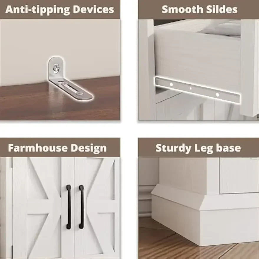 Farmhouse Bathroom Storage Cabinet With Four Drawers And Shelves