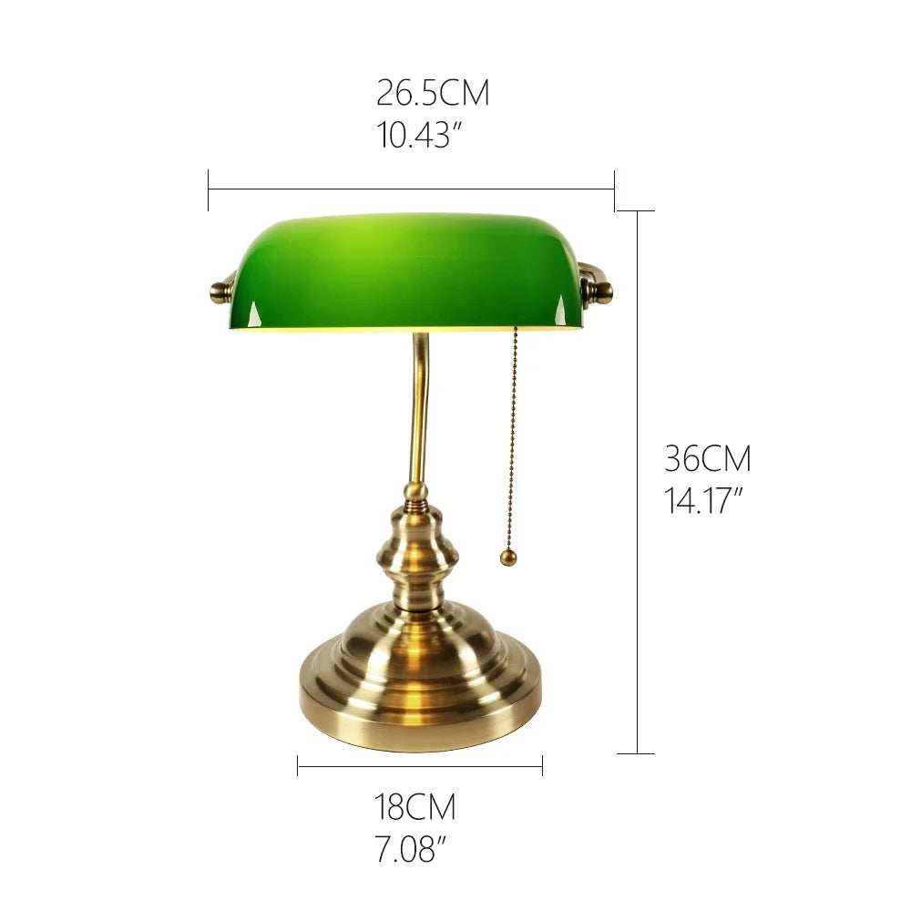 Newrays Glass Desk Lamp Banker Style Zipper Switch Night Light