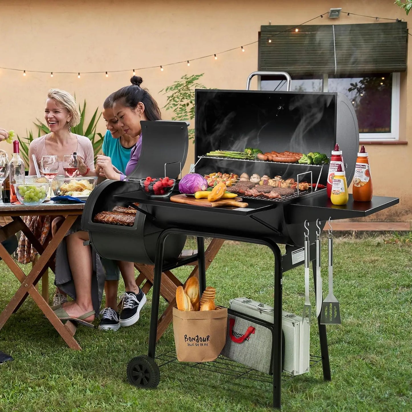 Charcoal Offset Grill Smoker for Outdoor Barbecue Grill