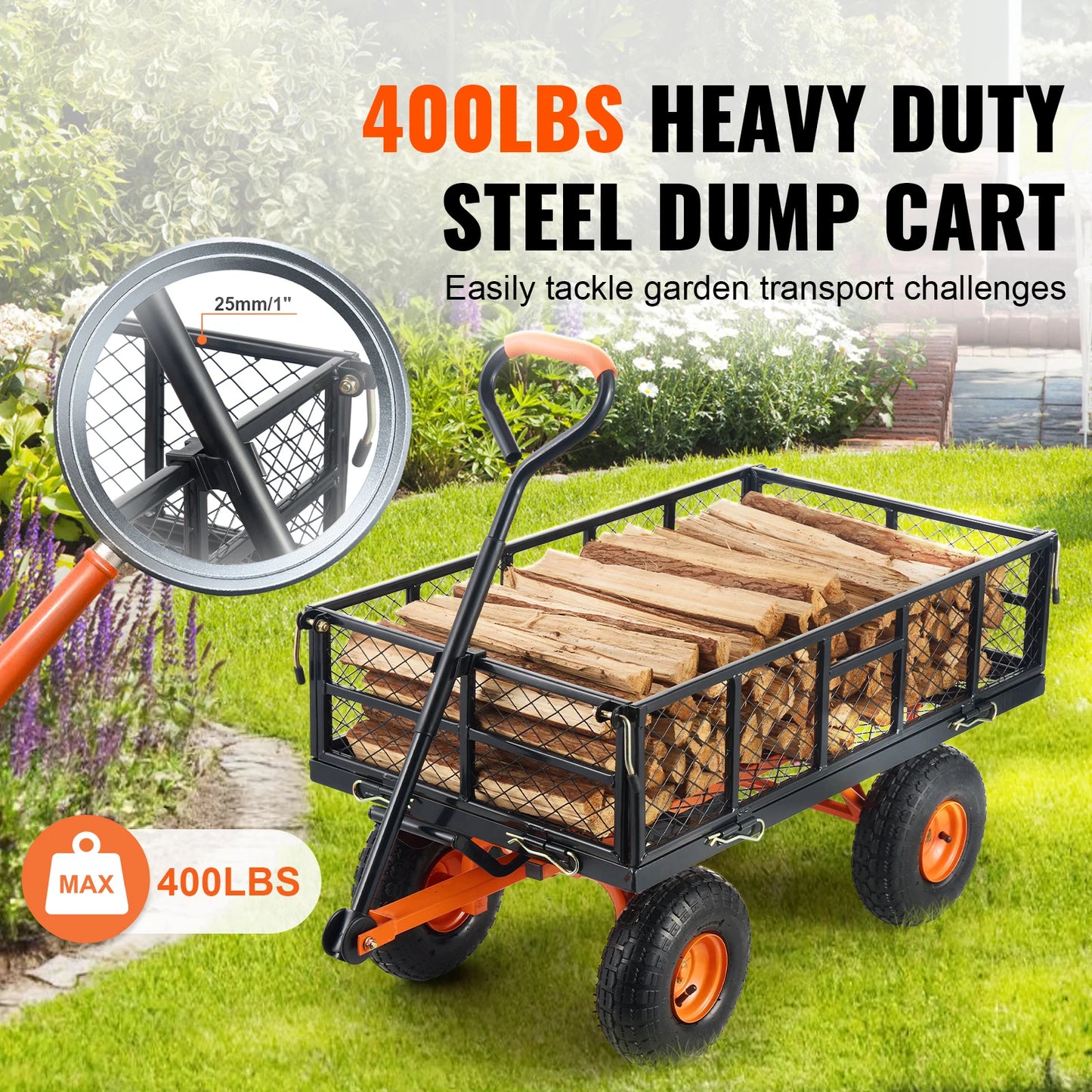 Easy maneuver wheelbarrow for gardening tasks