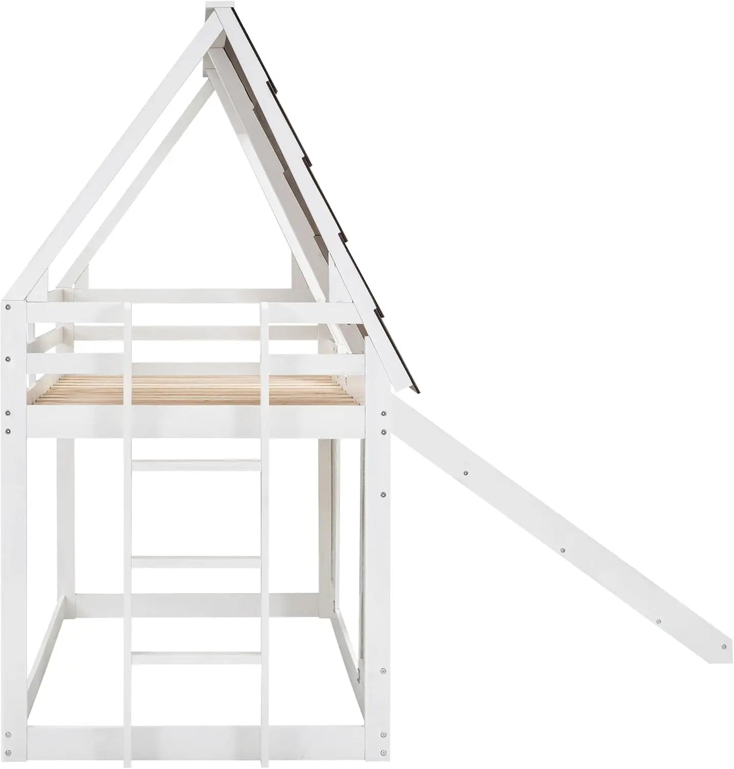 XMSJ Twin Over Twin Bunk Bed With Rooftop And Slide