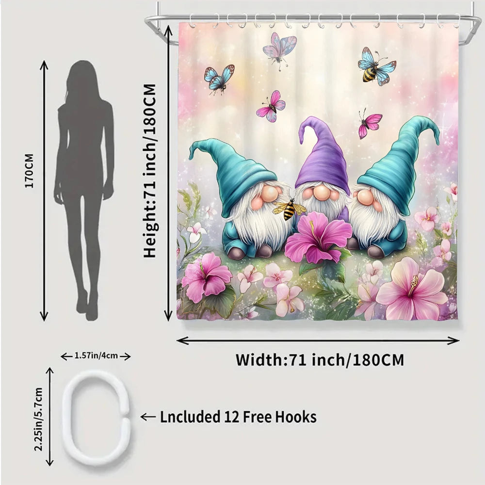 Dwarf Bathroom Four Piece Set Avant Garde Waterproof Shower Curtain