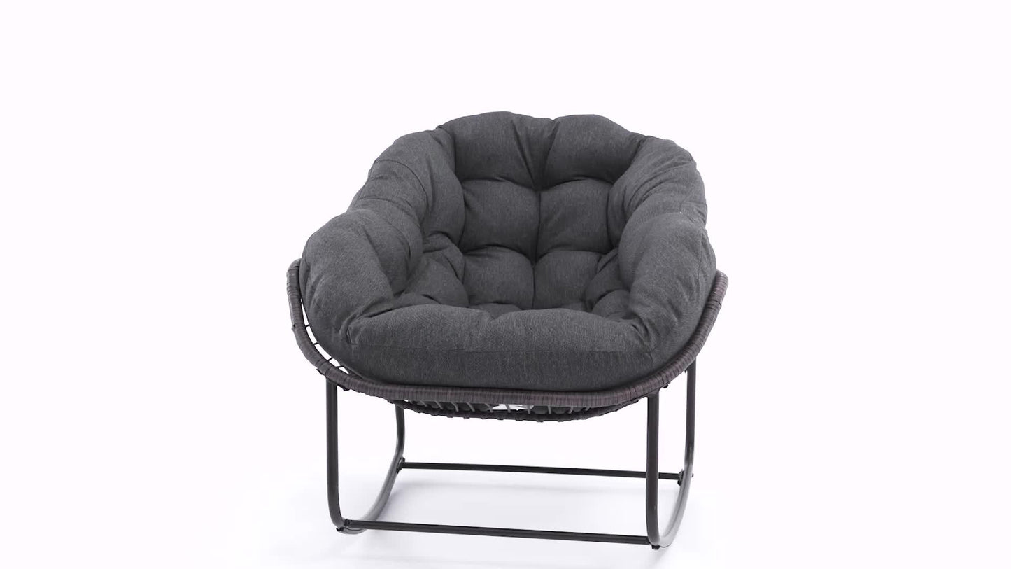 HOMEFUN Papasan Rocking Chair Outdoor Royal Rattan Cushion Two Pack