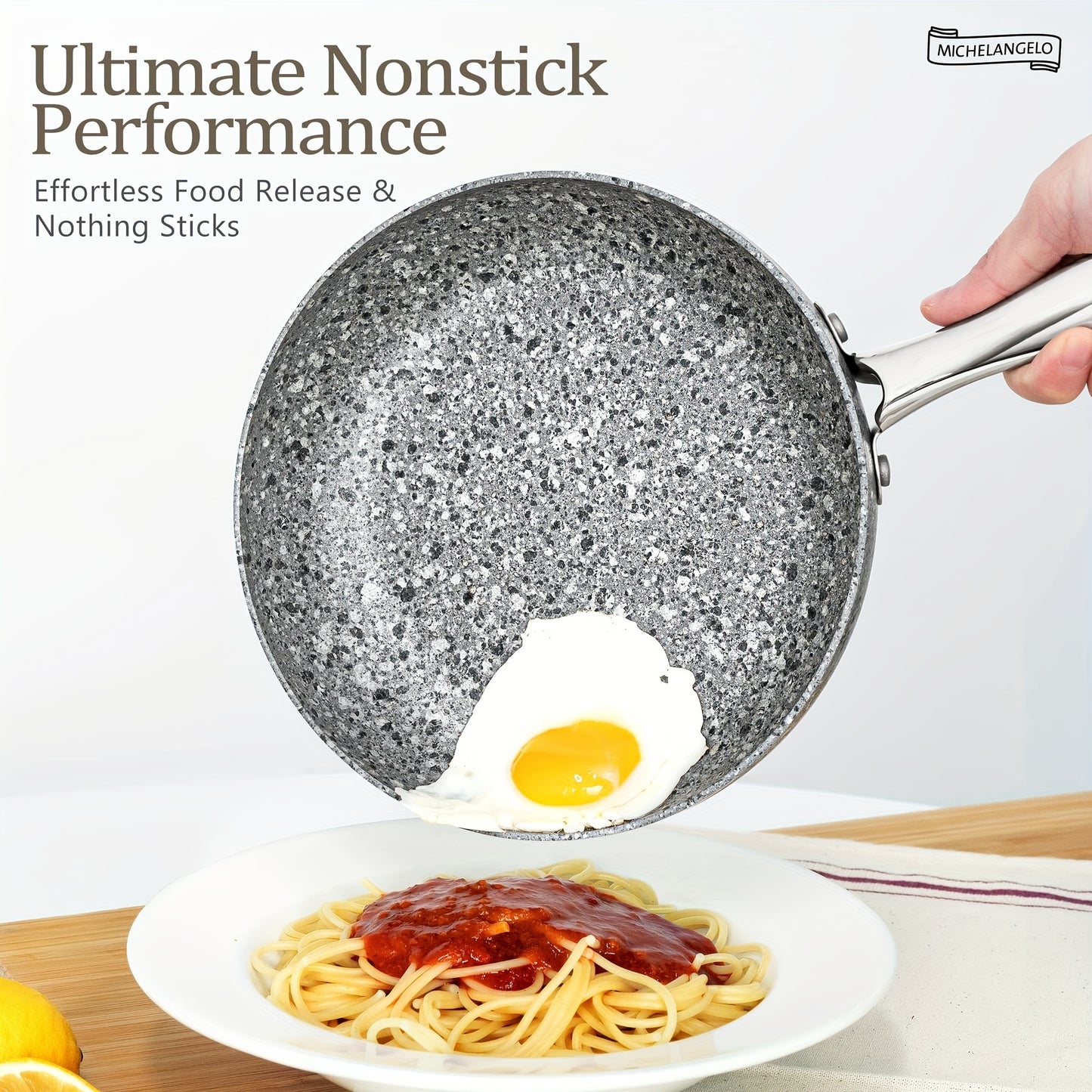 Stone Cookware Set 10 Piece, Ultra Nonstick Pots and Pans Set with Stone-Derived Coating for Kitchen, Granite - 10 Piece