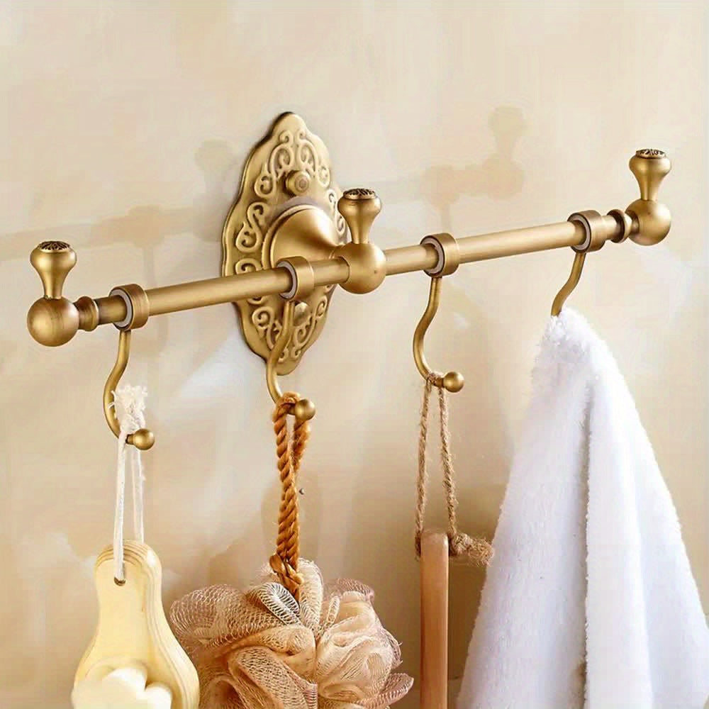 GDRASUYA Brass Wall Mounted Towel Bar Rack With Shelf Hooks