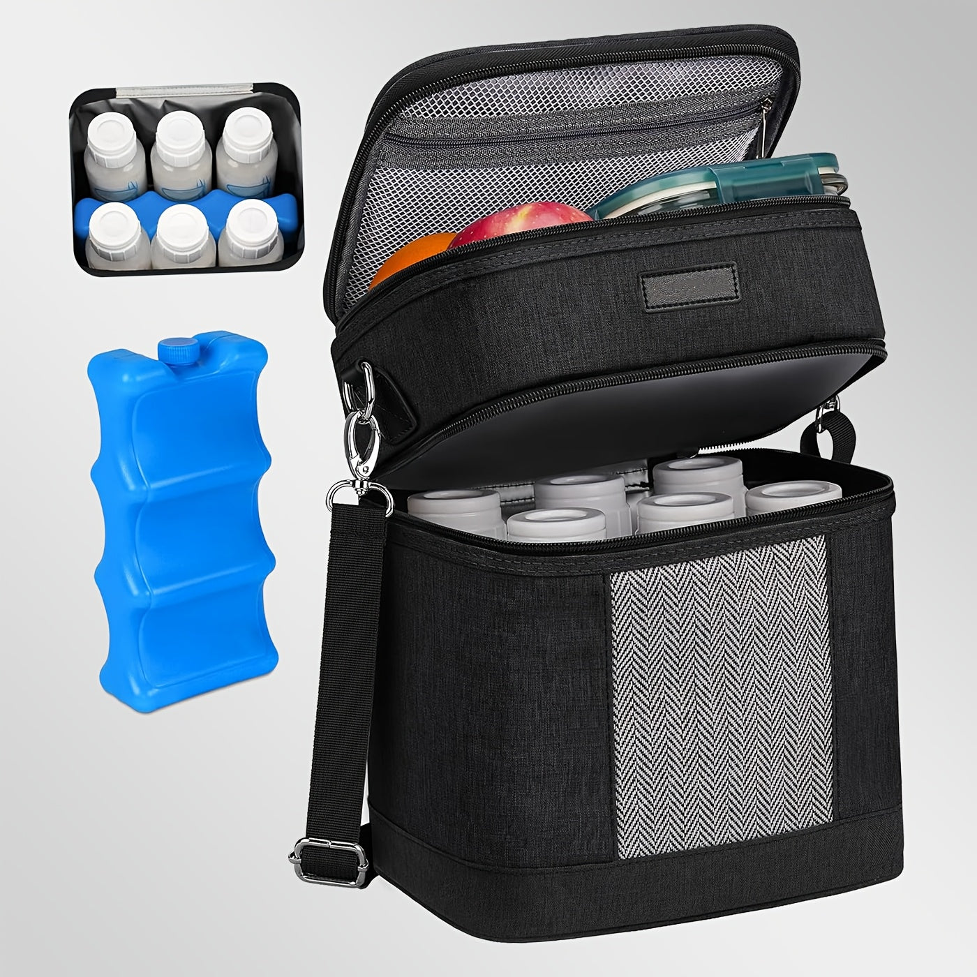 Insulated Breastmilk Cooler Bag For Six Bottles And Snacks