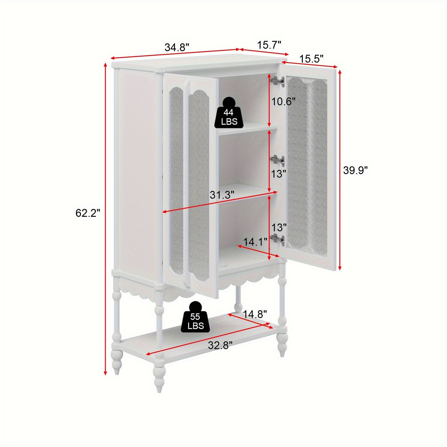 FUFU&GAGA Freestanding Bathroom Cabinet With Frosted Glass Doors