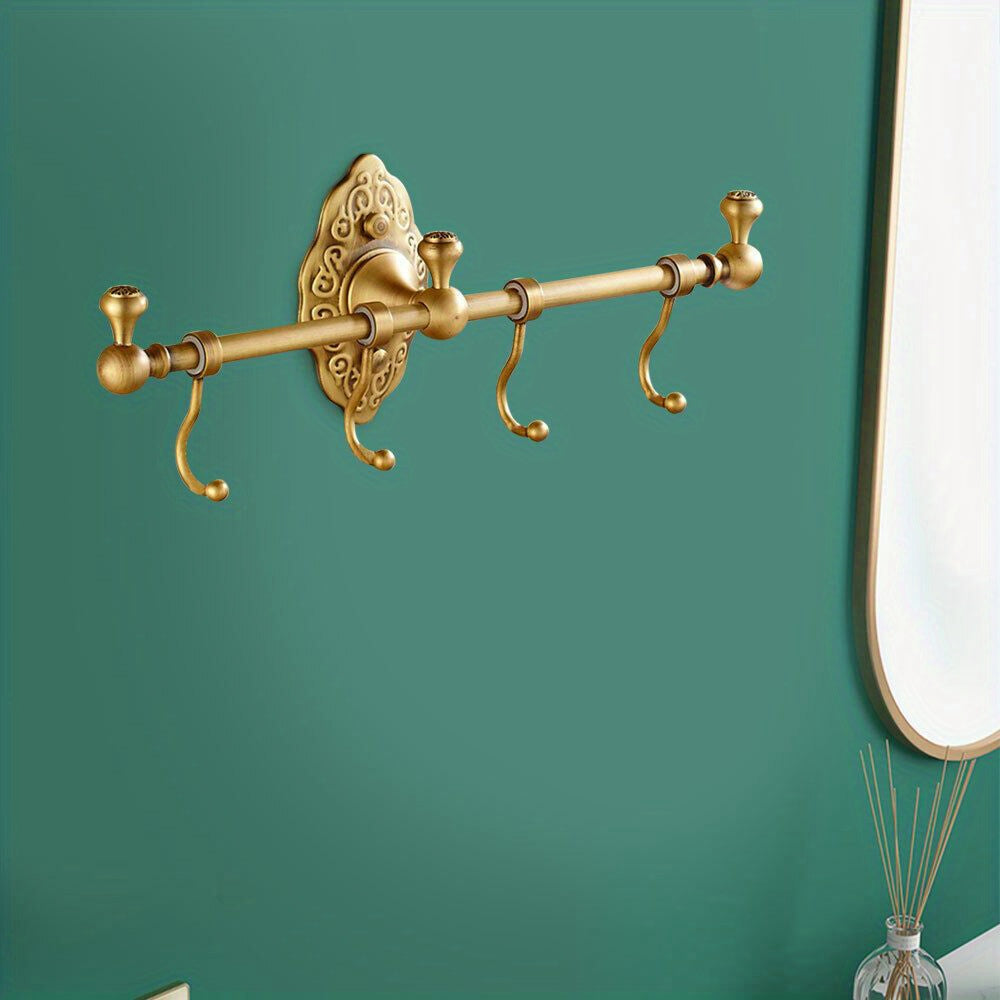 GDRASUYA Brass Wall Mounted Towel Bar Rack With Shelf Hooks