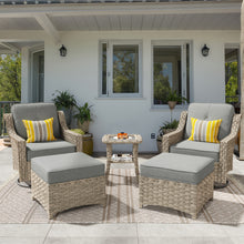 HOOOWOOO Outdoor 360-Degree Swivel Chairs Set With Ottomans And Table