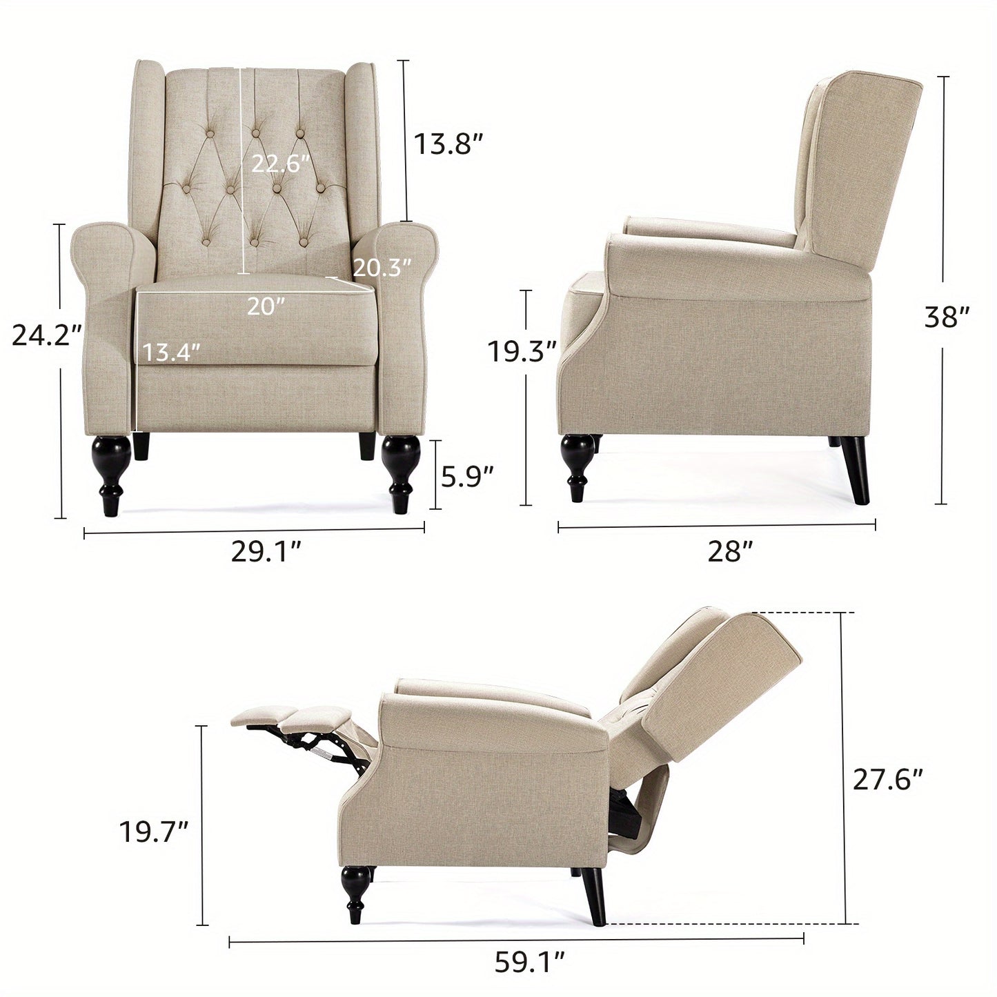 PAPAJET Wingback Recliner Chair For Adults With Push Back