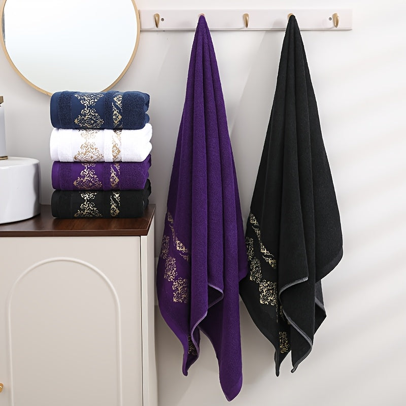 Cotton Bath Towel Set 400 GSM Geometric Embroidery 2 Pieces