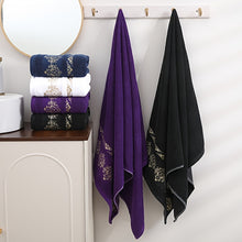 Cotton Bath Towel Set 400 GSM Geometric Embroidery 2 Pieces