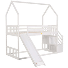 White Space-Saving Design of a Twin Over Twin Bunk Bed Featuring a Convertible Slide And a Staircase with Storage