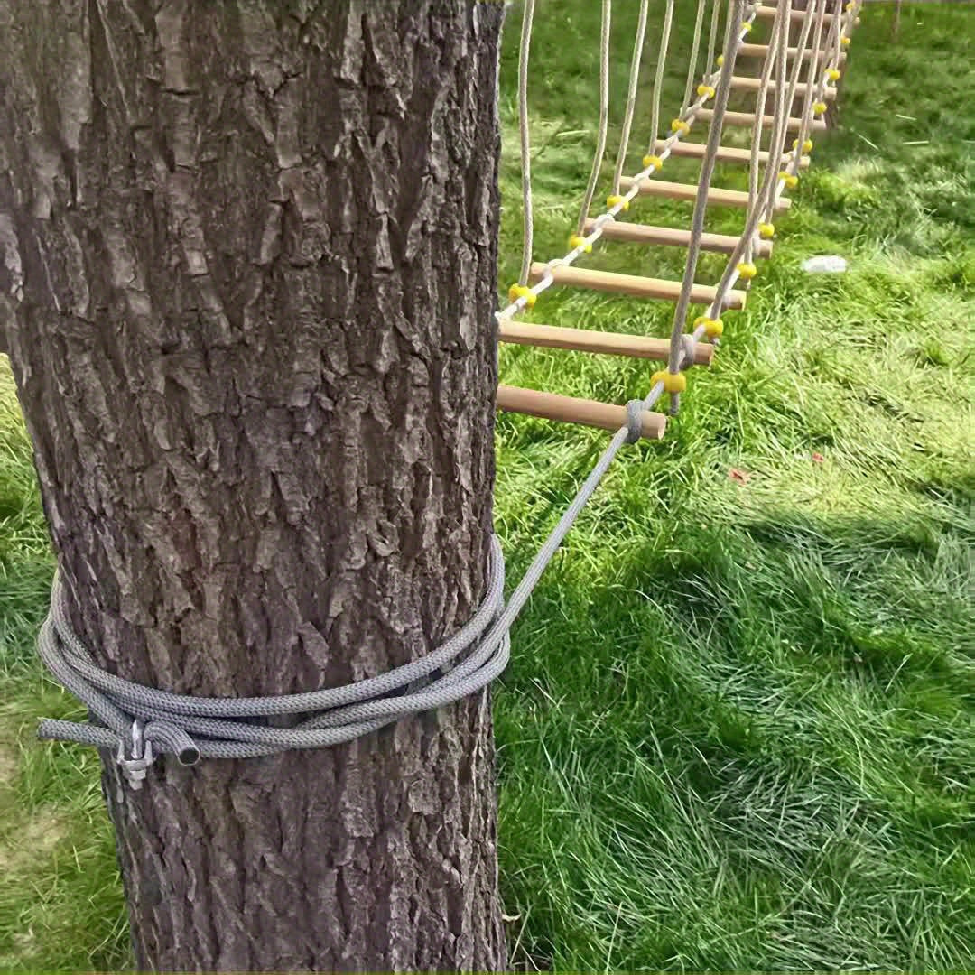 Solid Wood Outdoor Suspension Bridge For Backyard Playground Obstacle Course