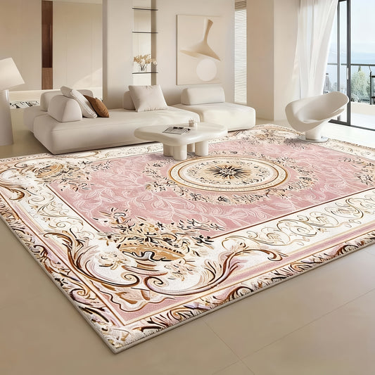 Veluma Velvet Floral Low Pile Area Rug Machine Washable Polyester Non Slip
