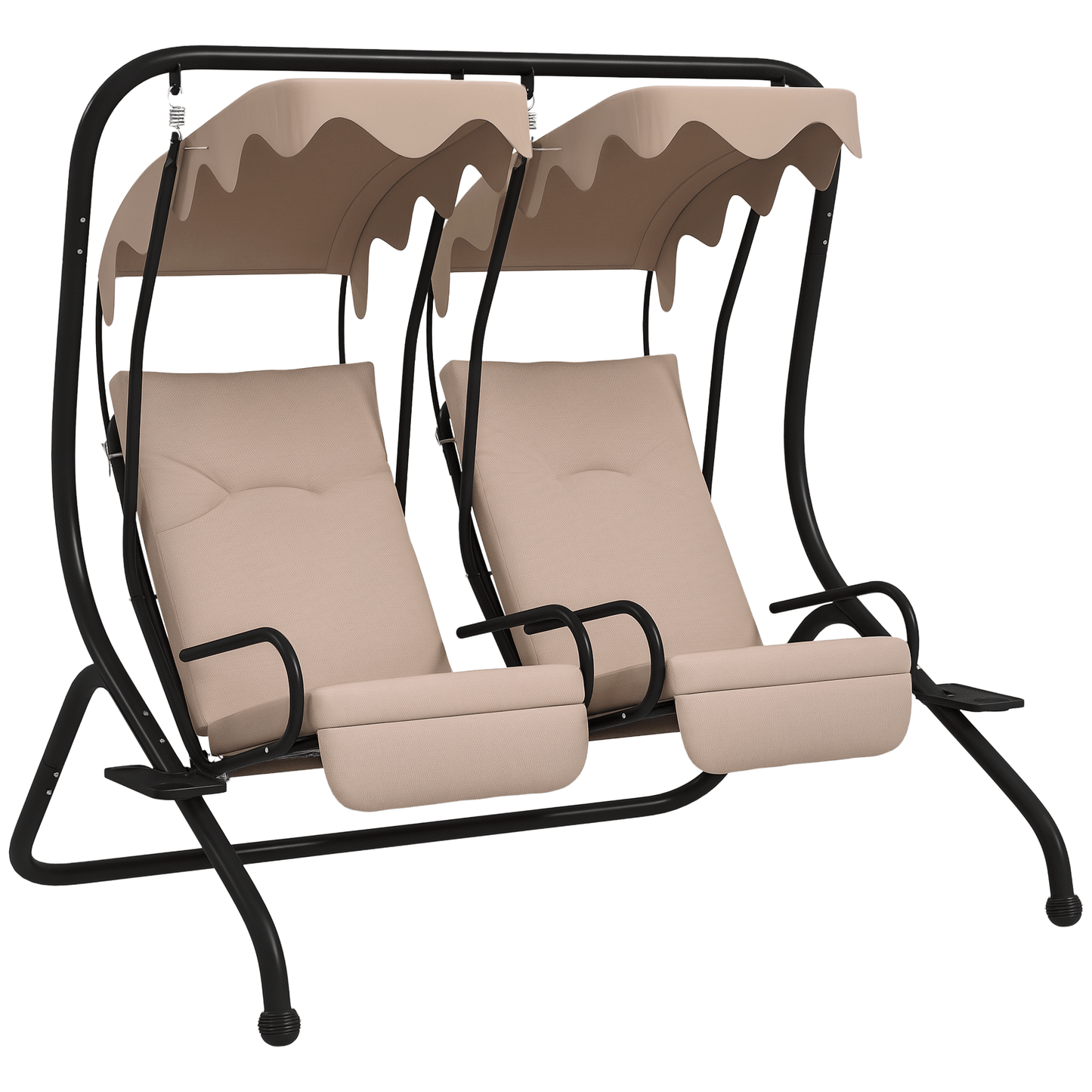 OUTSUNNY Patio Swing Chair With 2 Seats Cup Holders