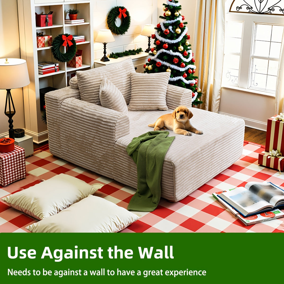 Striped Flannel Lazy Sofa For Cozy Relaxation And Holiday Movies