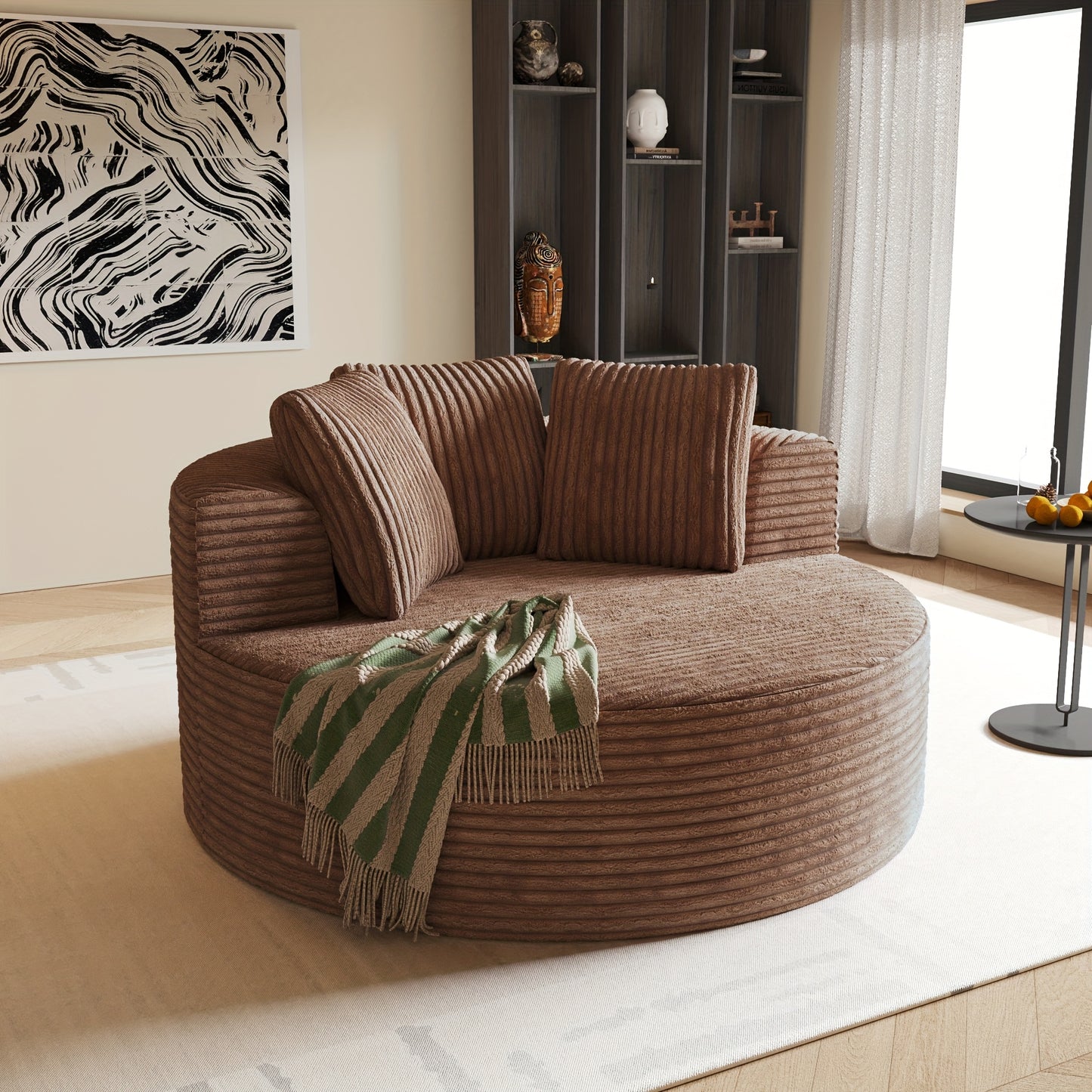 Corduroy Modular Sofa Bed With Built-In Pillows For Living Room