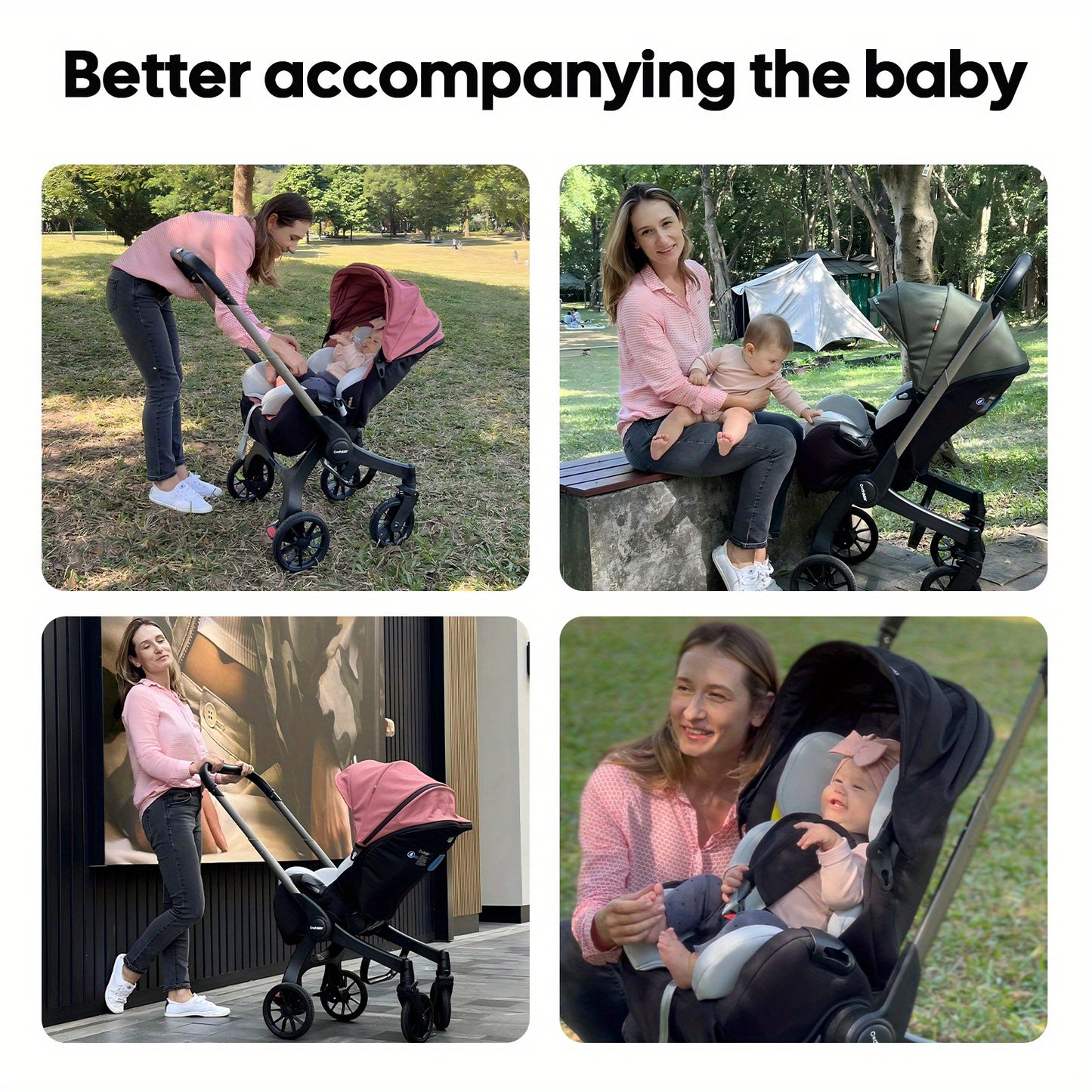Cochildor Reversible Foldable Baby Stroller Sunshade Safety Belt