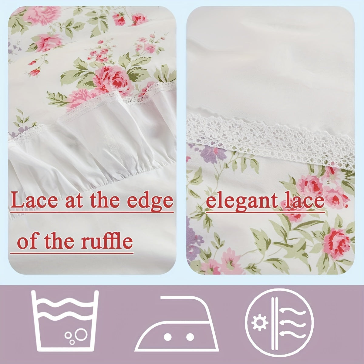 Floral Duvet Cover Set 3Piece Reversible Bulgarian Rose Bedding