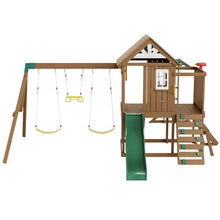 10-In-1 Outdoor Playground Set Swing Slide Climbing Wall Sandbox Fort