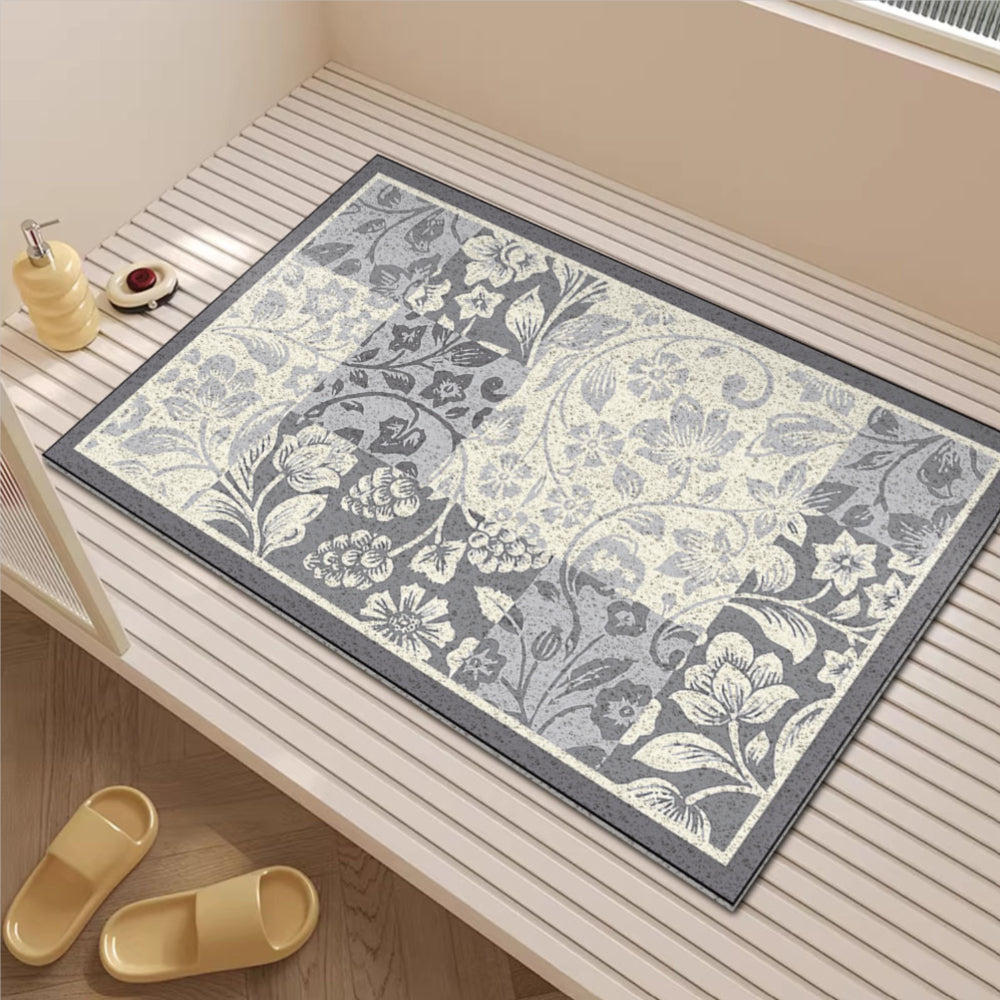 Floral Pattern Non Slip Mildew Resistant Shower Mat Quick Drying