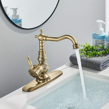 YAGATAP Antique Brass Bathroom Faucet 360 Swivel Spout Vanity Sink
