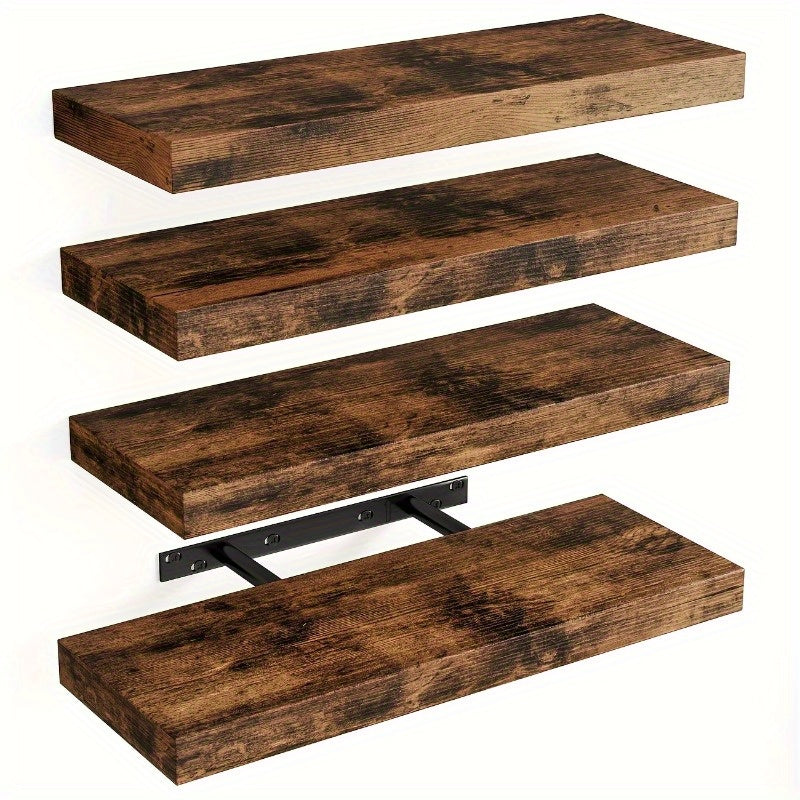 LDQ Rustic Floating Shelves With Hidden Brackets For Wall Decor