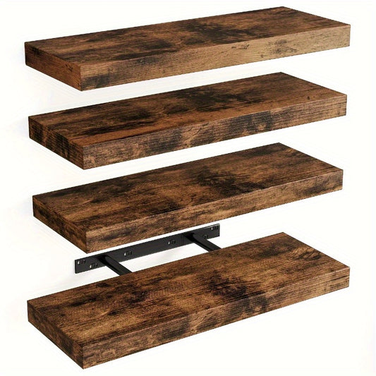 LDQ Rustic Floating Shelves With Hidden Brackets For Wall Decor