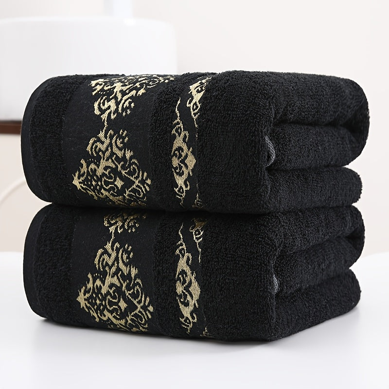 Cotton Bath Towel Set 400 GSM Geometric Embroidery 2 Pieces