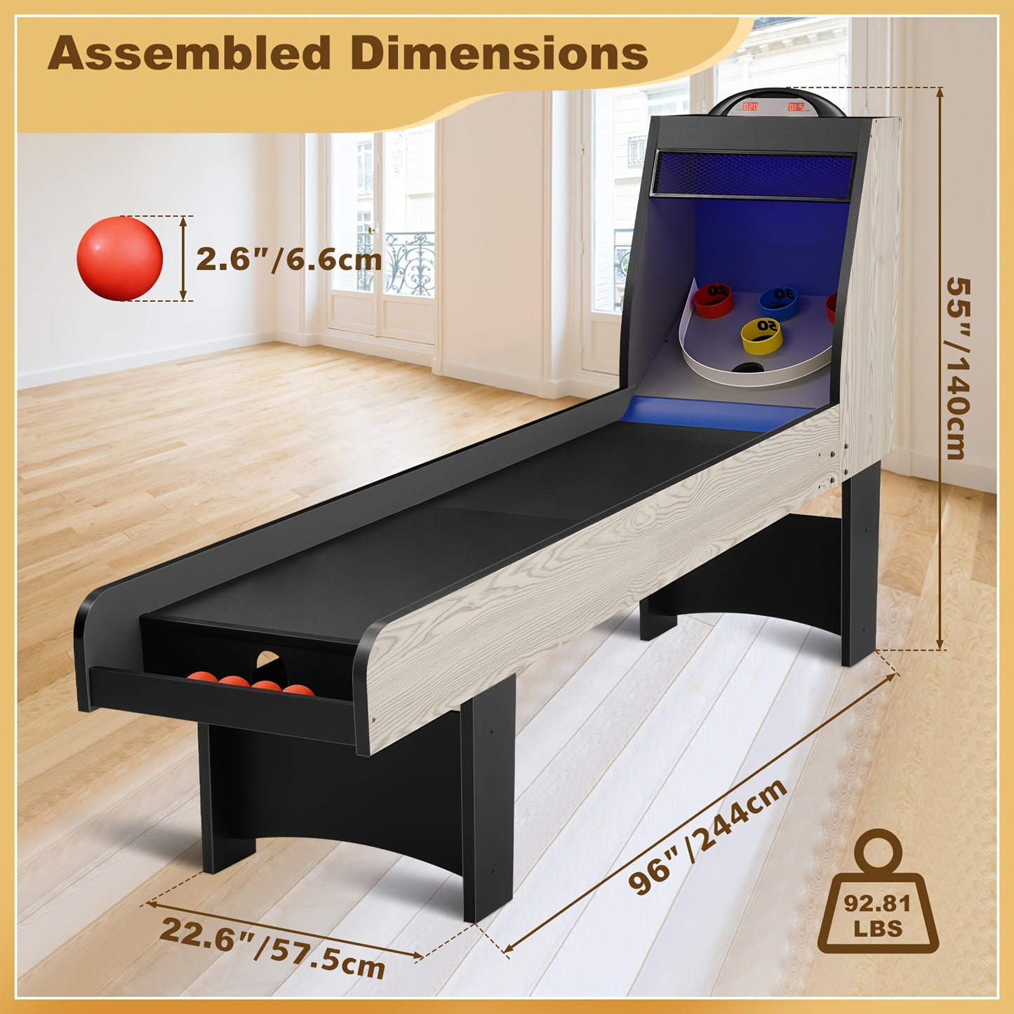 MOLACHI Arcade Table Roll And Score Skee Game With LED