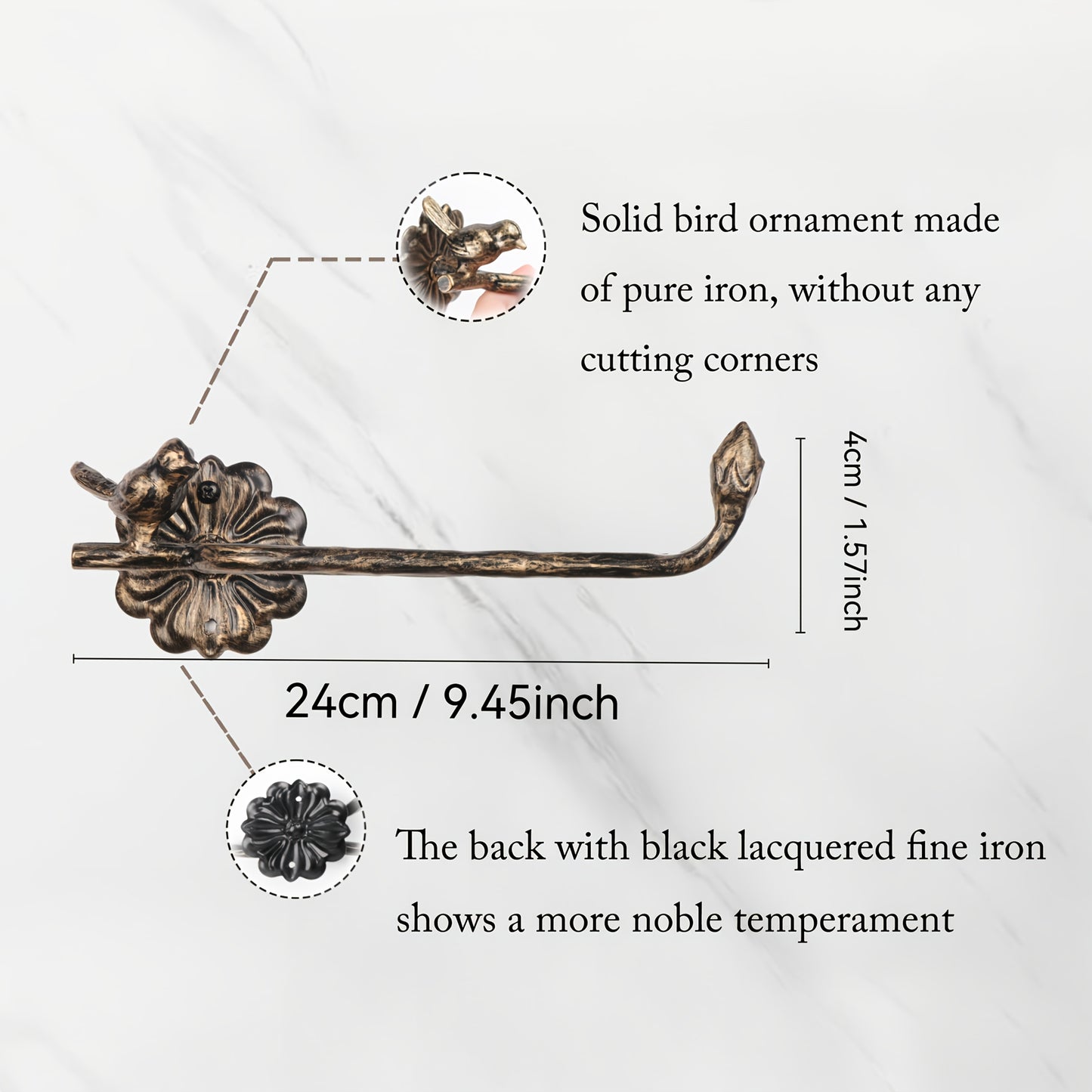 Retro Bird Design Metal Towel Holder Wall Mounted Iron Rack