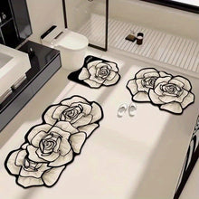 Elegant Floral Diatomite Bathroom Mat Set 3 Piece Non Slip