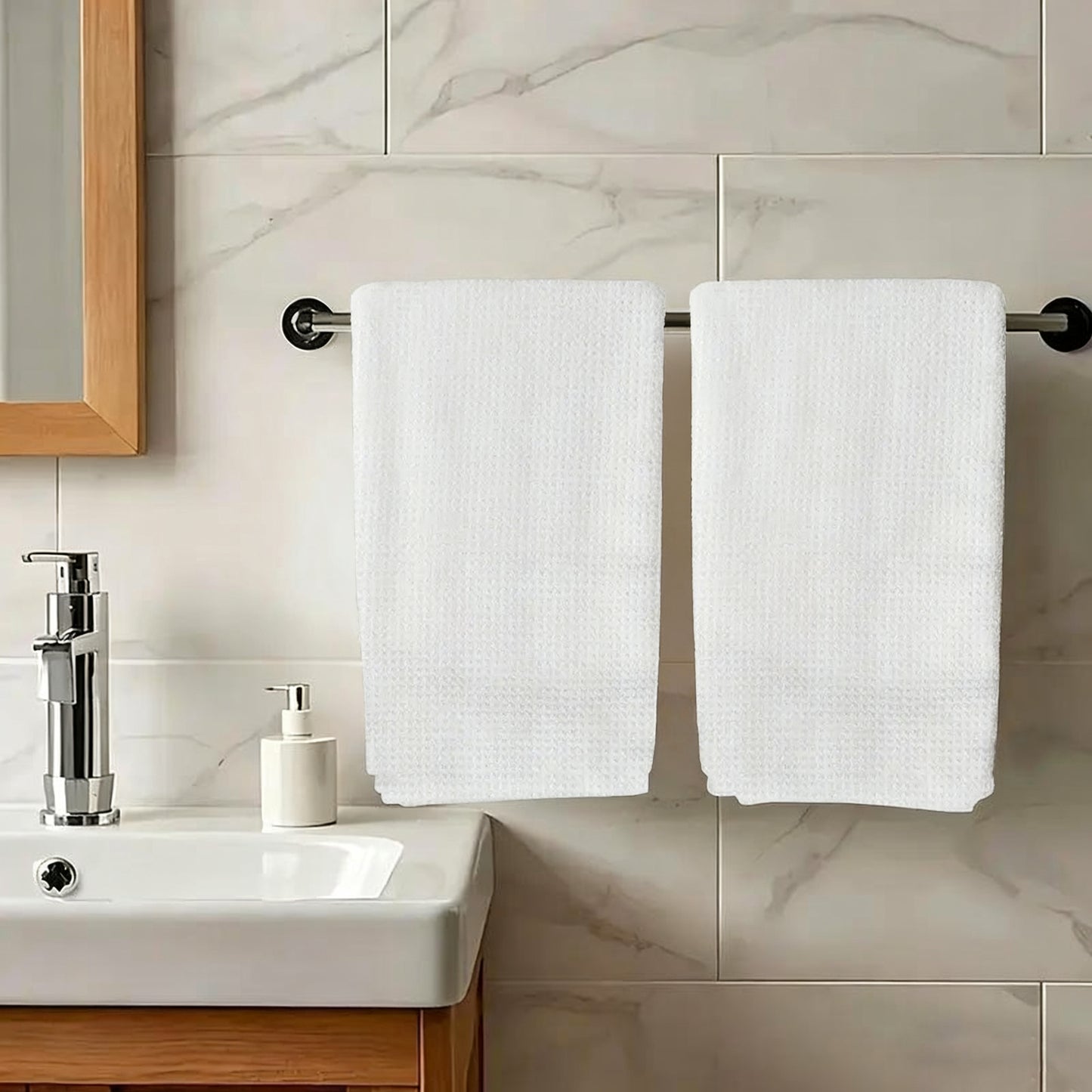 Two-Piece Luxury Peony Hand Towel Set Soft Quick-Dry Machine Washable