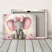 Baby Elephant With Big Ears Wooden Framed Canvas Wall Art